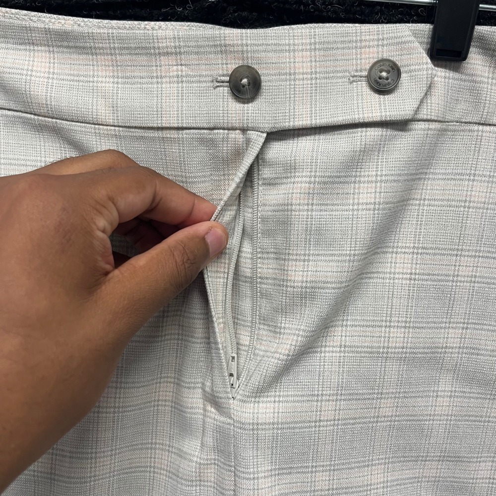 Calvin Klein Womens Grey Plaid Straight Leg Dress Pants Size 12 S32PO720 - Picture 4 of 7